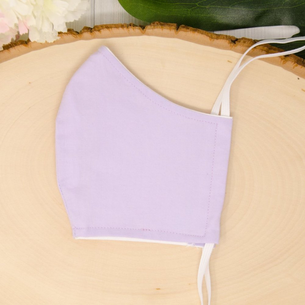 Contoured Light Purple Reusable Cloth Face Mask with Elastic
